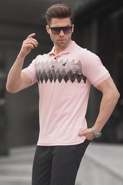 Madmext Ανδρικό μπλουζάκι Polo με μοτίβο σε σκόνη 6106