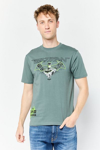 Batman Dc Men Crew Neck Short Sleev Graphic Print T-shirt, Sage Green