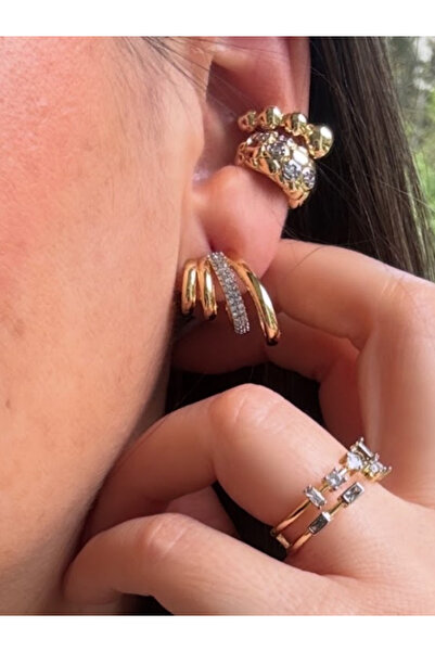 bijuxbymrv Çoklu Halka Minik Taşlı Küpe