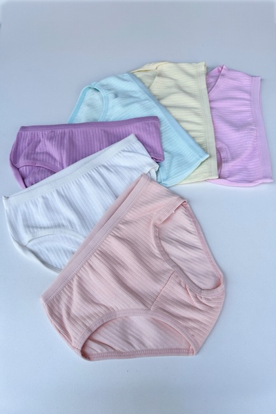 Dondeza Pack of 6 Girls Pastel Color Ribbed Panties