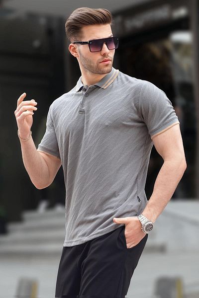 Madmext Smoked Polo Neck Regular Fit pánské tričko 6110