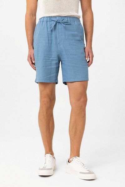Antioch Blue Linen Blended Men's Shorts