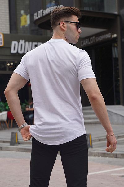 Madmext Weißes Basic-Herren-T-Shirt mit Polokragen 6132