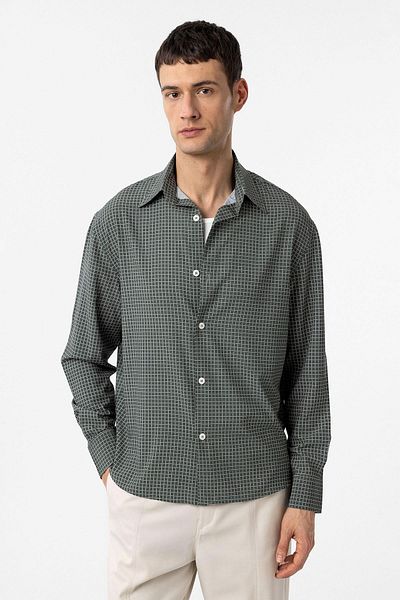 Antioch Khaki Checkered Men's Comfortable Fit Men's Shirt