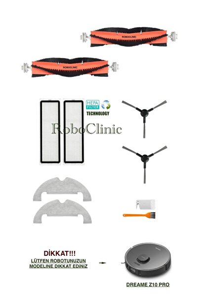 Roboclinic Συμβατή ανταλλακτική βούρτσα Dreame Z10 Pro, φίλτρο Hepa, σετ σφου...