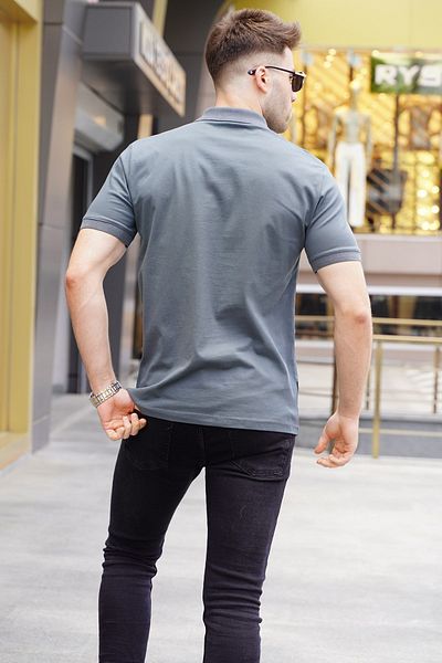 Madmext Gemustertes Herren-T-Shirt mit Polokragen und Rauchmuster 5871