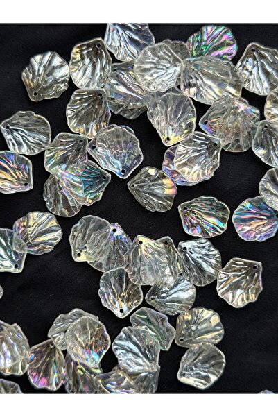Bijumix Aksesuar 50 Adet Janjanlı Şeffaf Yaprak Boncuk 20 Mm Istiridye Boncuk