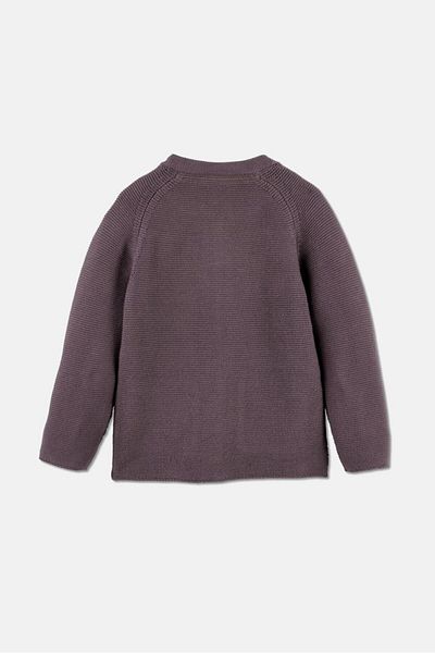 Tchibo Toddlers Girl Crew Neck Textured Cardigan, Purple