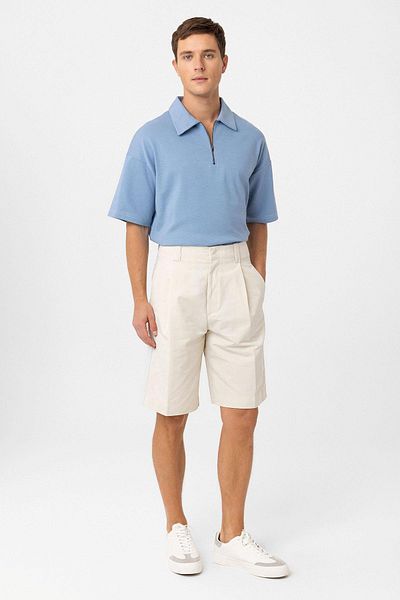 Antioch Stone High Waist Pleated Relaxed Bermuda Men's Shorts