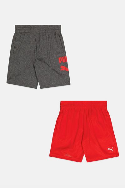 Puma Toddlers Boy 2 Pieces Brand Logo Shorts, Red/grey