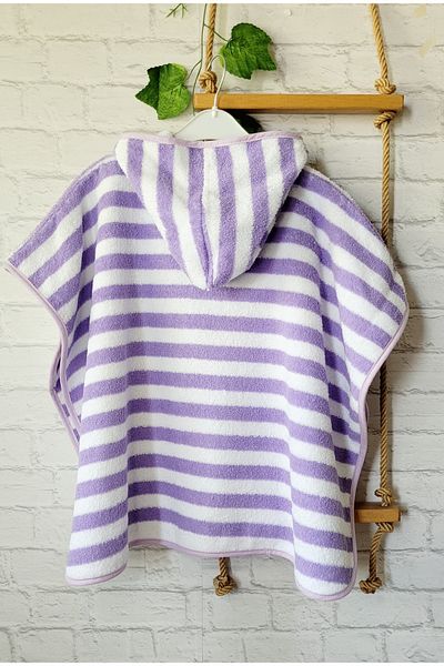 GÜRPAMUK HOME & BABY Outlet Export 100% Cotton Girls-Boys Sea, Beach, Pool, Bath Towel Poncho Striped/