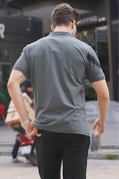 Madmext Rauchiges gemustertes Herren-T-Shirt mit Polokragen 6081