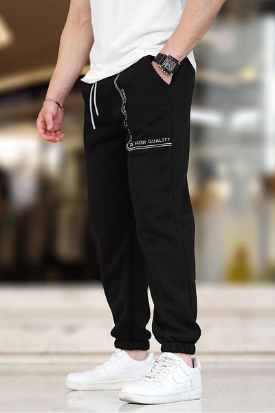 Madmext Bedruckte schwarze Herren-Jogginghose – elastisches Bein 6549