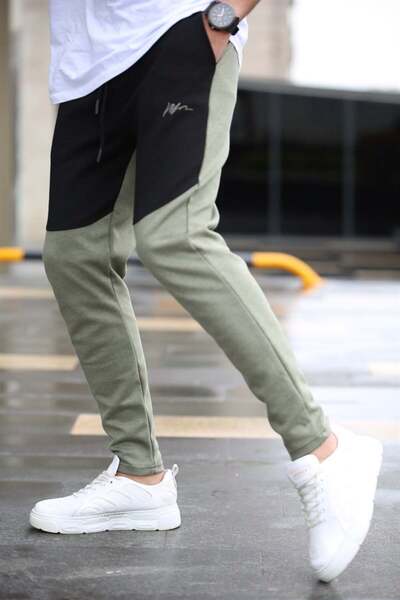 Madmext Khaki Color Blocked Men's Tracksuit Bottom