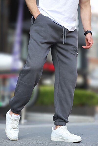 Madmext Men's Smoked Sweatpants - Elastic Leg and Pocket Detail, Printed 6553