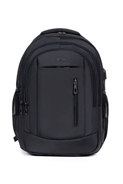 Dada Usb Aparatlı Siyah Sırt Çantası 15,6 inç Laptop Bölmeli Su Geçirmez Kuma...