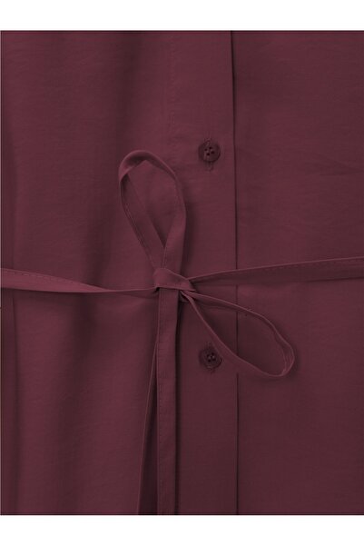 Modamorfo Stoned Collar and Tied Waist Trousers Suit - Burgundy