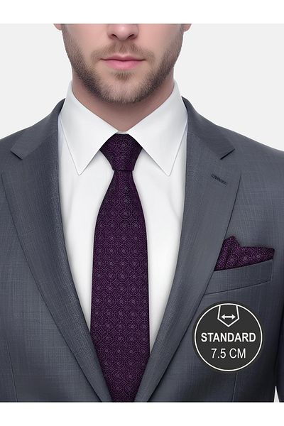 Milleniva Mosaic Pattern Purple Tie & Handkerchief