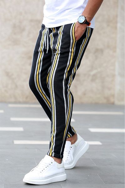 Madmext Gestreifte gelbe Jogginghose für Herren 4086
