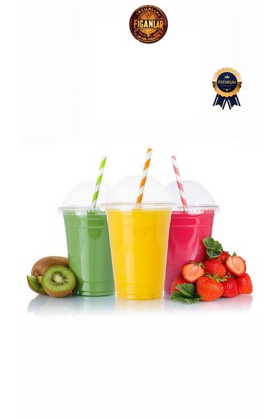 figanlar ambalaj 350Cc (Thick) Hard Plastic Cold Coffee / Lemonade / Milk Shake Cup 250 Pieces (with Lid)