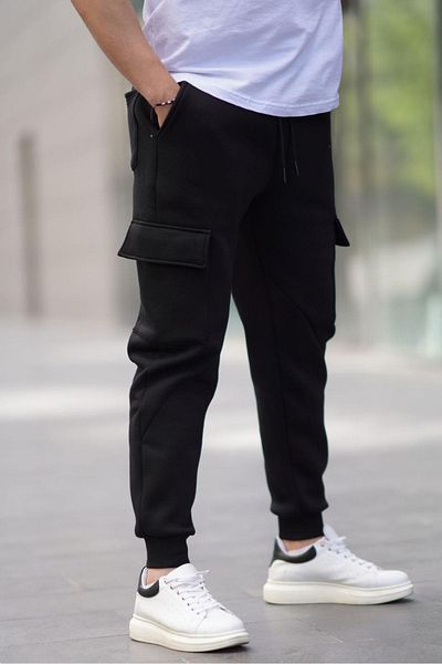 Madmext Schwarze Jogginghose mit Cargo-Tasche für Herren 6526