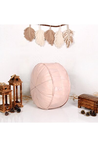 Ottoman Pouffe Art Deco El Yapımı Hakiki Deri Orijinal Bohem Ottoman Puf Minder60cm(DOLGULU)