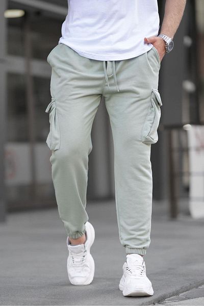 Madmext Green Green Elasticized Cargo Pocket Men's Sweatpants 6514