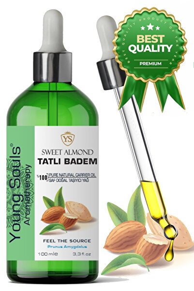 YOUNG SOULS Sweet Almond Carrier Oil ( Cold Pressed ) Tatlı Badem Bitkisel Taşıyıcı Yağ ( Soğuk Sıkım ) 100 ml