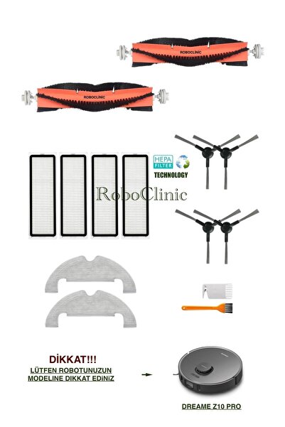 Roboclinic Perie de schimb compatibilă Dreame Z10 Pro, filtru Hepa, set de mo...