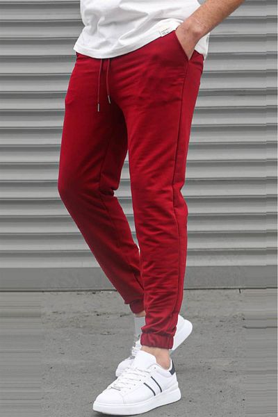 Madmext Bordeauxroter Basic-Trainingsanzug für Herren mit elastischen Beinen 5494