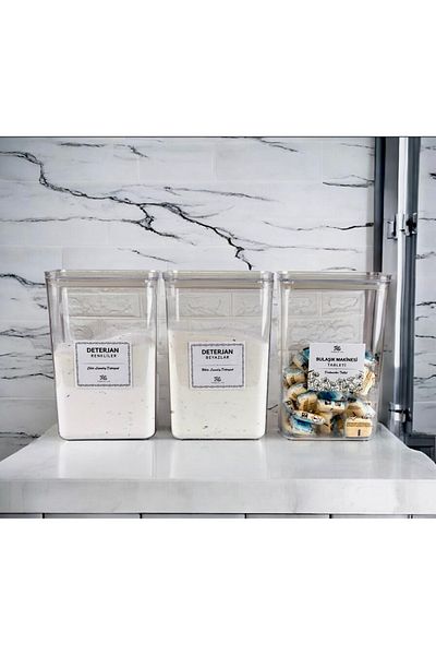 Kitchen Pembelia 3-Pack White Detergent, Colored Detergent, Dish Tablet Box 3-Pack Detergent Jar