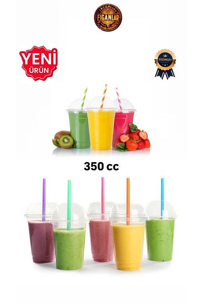 figanlar ambalaj 350Cc(Thick) Hard Plastic Cold Coffee/Lemonade/Milk Shake Cup with 750Pcs Lids