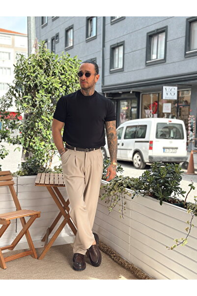 manch collection Tricou Basic Half Fisherman Knitwear negru