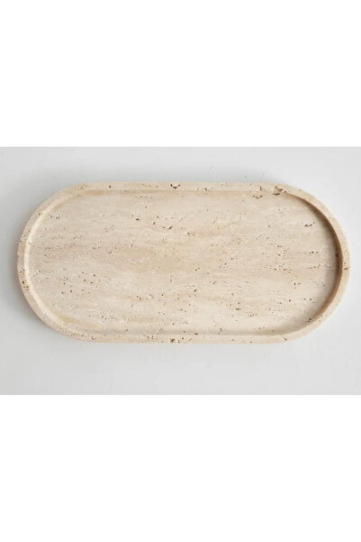 MIARIK DESIGN & DEKORASYON Dekoratif Mermer Oval Sunum Tepsısı Servis Tabağı