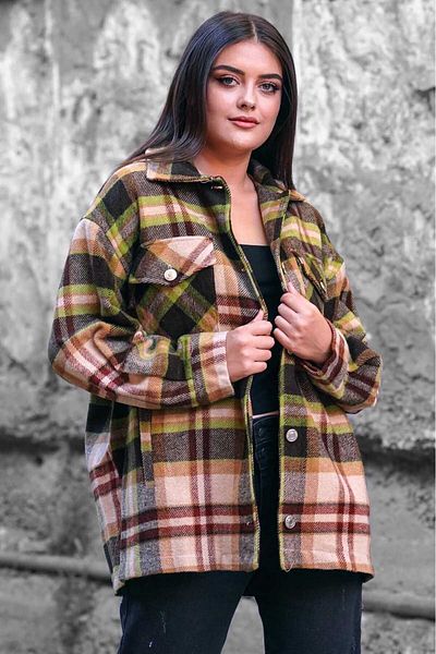 Madmext Πουκάμισο Mad Girls Camel Over Size Lumberjack Mg042