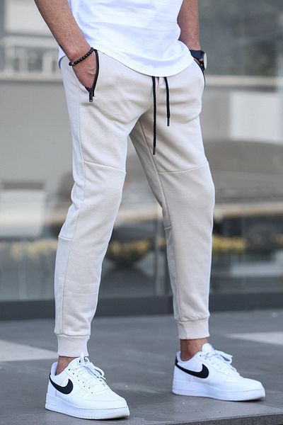 Madmext Beige Herren-Jogginghose – Basic-Design