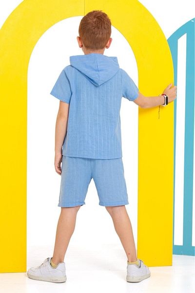 tunays shopping Costum de in pentru baieti cu gluga si pantaloni scurti