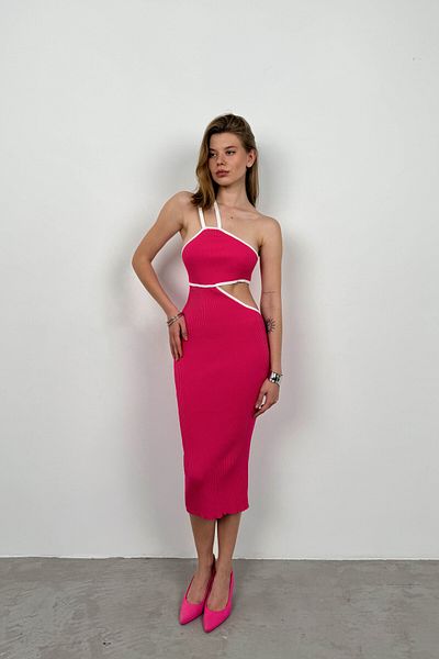 Black Fashion Rochie fucsia cu un singur umăr