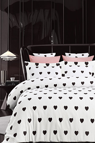 İQON طقم غطاء لحاف مطاطي أسود مزدوج - قلوب صغيرة