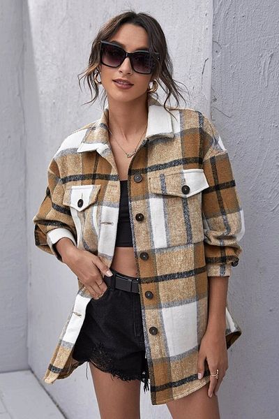 Madmext Mad Girls Yellow Over Size Ξυλοκόπος πουκάμισο Mg042