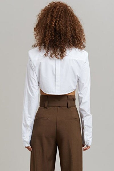 Madmext Mad Girls Beyaz Kısa Gömlek Mg1382