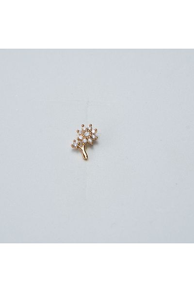 Piercing by Sever Stone Flower Leaf Steel Piercing… Gold/Gold Color and Transparent Stone (Targus Helix Conch Flat)