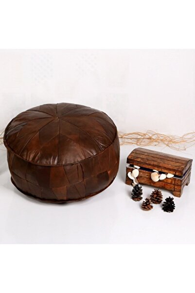 Ottoman Pouffe El Yapımı Hakiki Kuzu Derisi Bahçe Balkon Bungalov Puf Yer Min...