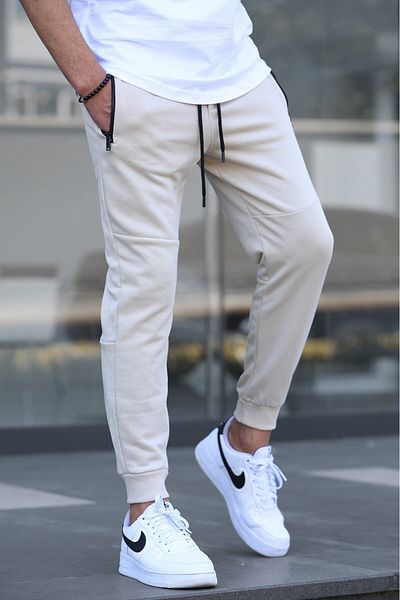 Madmext Beige Herren-Jogginghose – Basic-Design