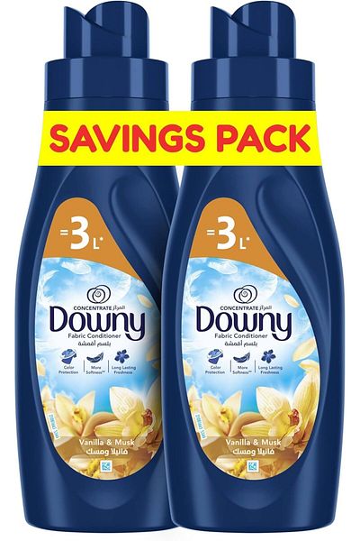downy منعم الأقمشة برائحة الفانيليا والمسك، 2 × 1 لتر