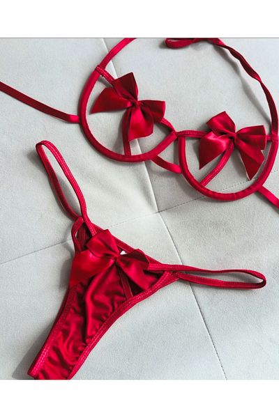 SanalBarkod Satin Ribbon Lingerie Set