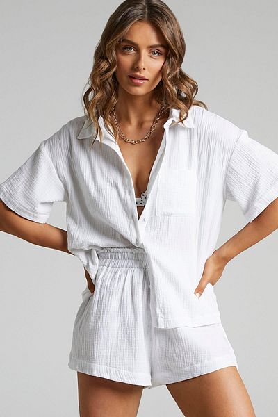 Madmext Dámská košile White Muslin Fabric Basic Mg1784