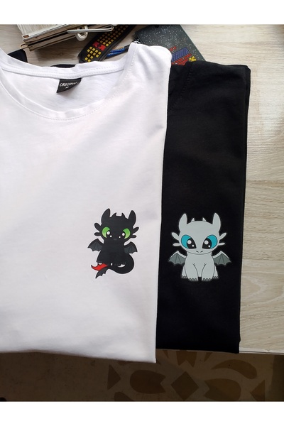 donamod Ειδικό μπλουζάκι με στάμπα δράκου για ζευγάρια