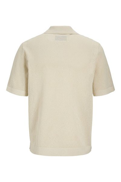 Jack & Jones Ανδρικό μπεζ Jprbluoliver Knit Split Neck T-shirt 12275521-Almondmil