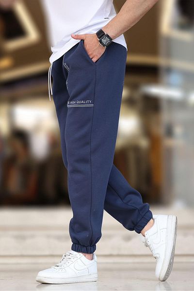 Madmext Ανδρικό φούτερ Navy Blue - Elastic Leg, Printed 6549